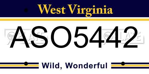 ASO5442 West Virginia License Plate
