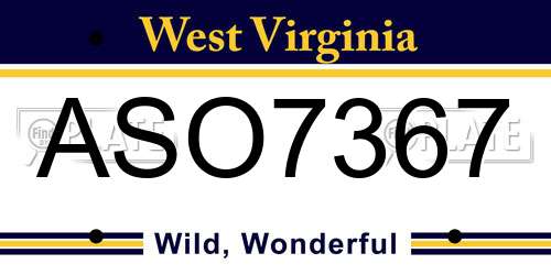 ASO7367 West Virginia License Plate