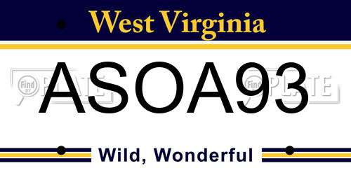 ASOA93 West Virginia License Plate