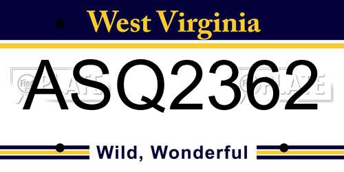 ASQ2362 West Virginia License Plate