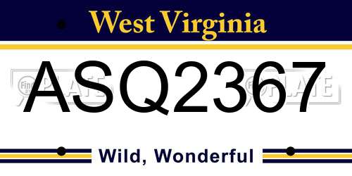 ASQ2367 West Virginia License Plate