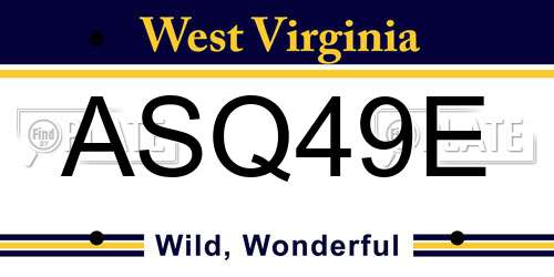 ASQ49E West Virginia License Plate