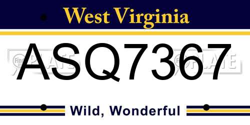 ASQ7367 West Virginia License Plate