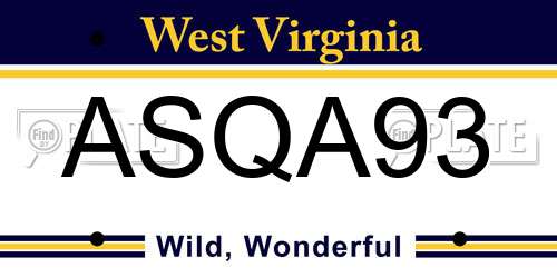 ASQA93 West Virginia License Plate