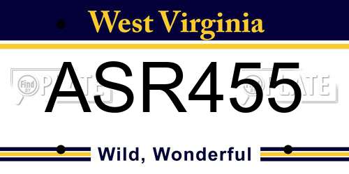 ASR455 West Virginia License Plate