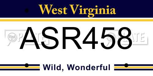 ASR458 West Virginia License Plate