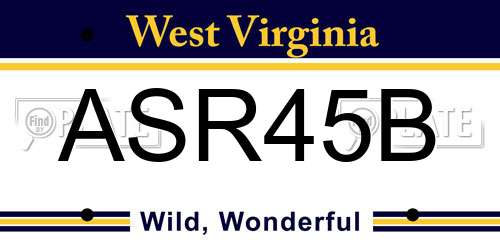 ASR45B West Virginia License Plate