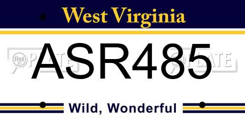 ASR485 West Virginia License Plate