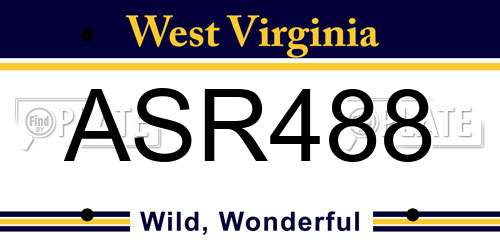 ASR488 West Virginia License Plate
