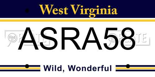 ASRA58 West Virginia License Plate