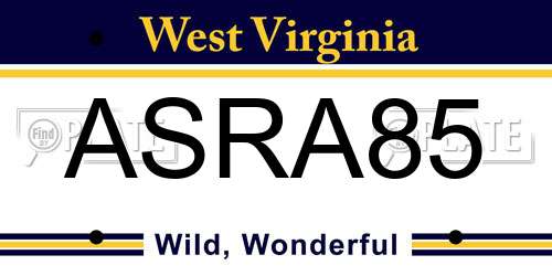 ASRA85 West Virginia License Plate