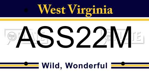 ASS22M West Virginia License Plate
