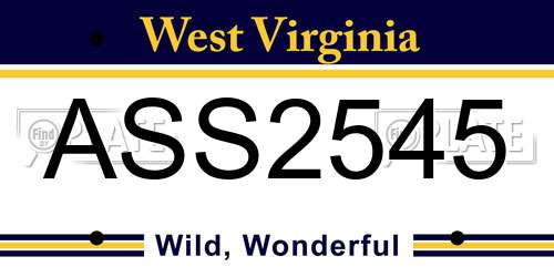 ASS2545 West Virginia License Plate