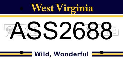 ASS2688 West Virginia License Plate