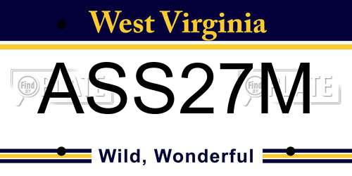 ASS27M West Virginia License Plate