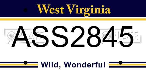 ASS2845 West Virginia License Plate