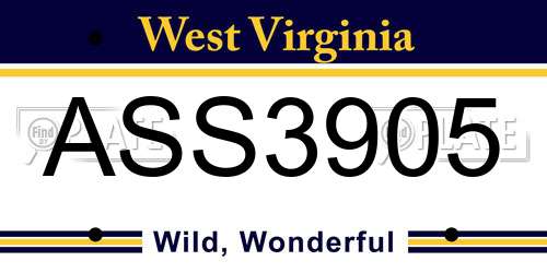 ASS3905 West Virginia License Plate