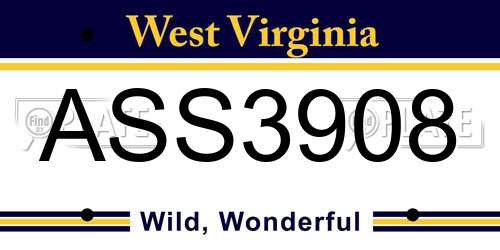 ASS3908 West Virginia License Plate