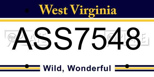 ASS7548 West Virginia License Plate