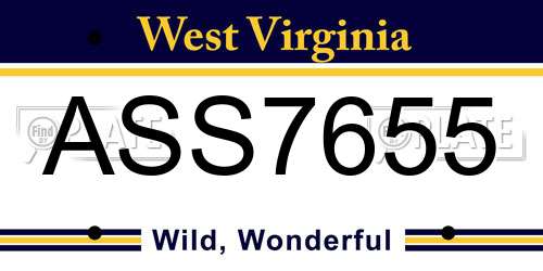 ASS7655 West Virginia License Plate