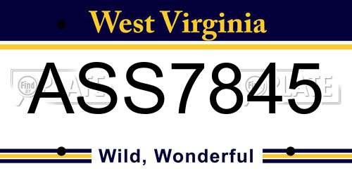 ASS7845 West Virginia License Plate