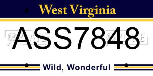 ASS7848 West Virginia License Plate