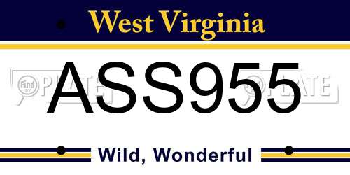 ASS955 West Virginia License Plate
