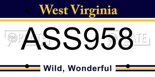 ASS958 West Virginia License Plate