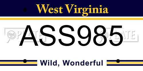 ASS985 West Virginia License Plate