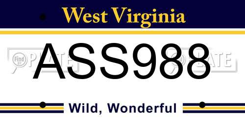 ASS988 West Virginia License Plate