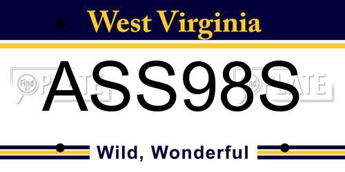 ASS98S West Virginia License Plate