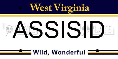 ASSISID West Virginia License Plate