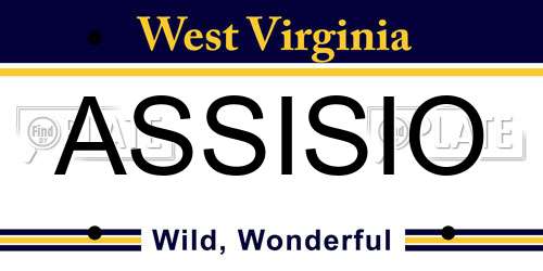 ASSISIO West Virginia License Plate