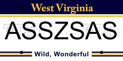 ASSZSAS West Virginia License Plate