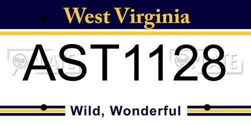 AST1128 West Virginia License Plate