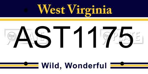 AST1175 West Virginia License Plate