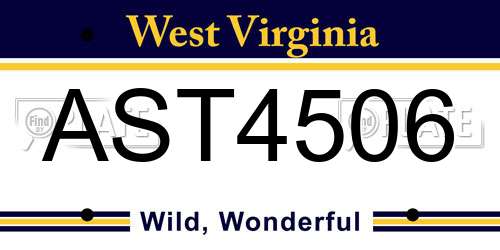AST4506 West Virginia License Plate