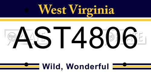 AST4806 West Virginia License Plate