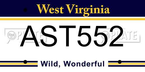 AST552 West Virginia License Plate