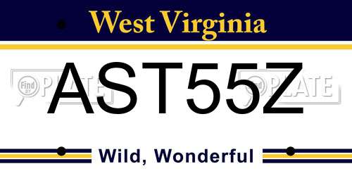 AST55Z West Virginia License Plate