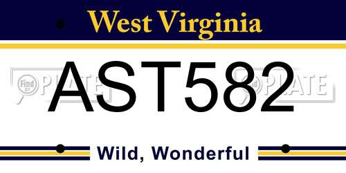 AST582 West Virginia License Plate