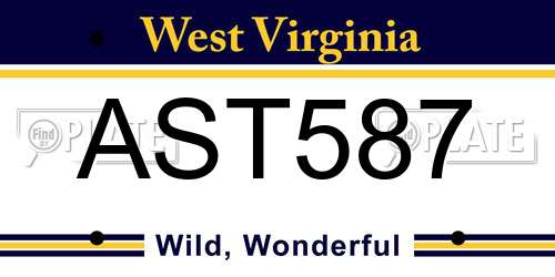 AST587 West Virginia License Plate