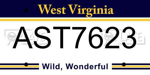 AST7623 West Virginia License Plate