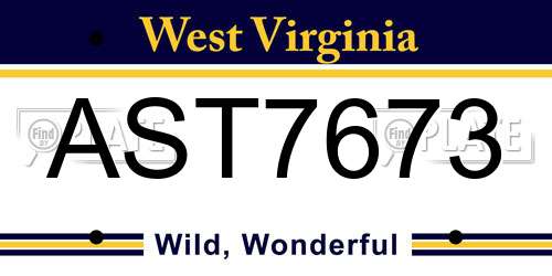 AST7673 West Virginia License Plate