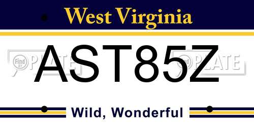 AST85Z West Virginia License Plate