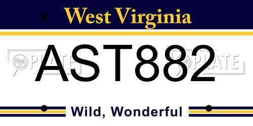AST882 West Virginia License Plate
