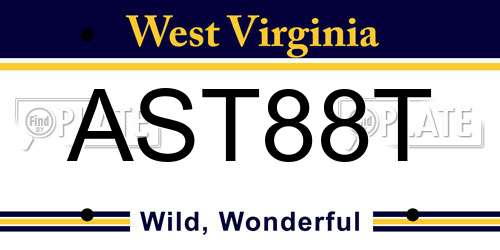 AST88T West Virginia License Plate
