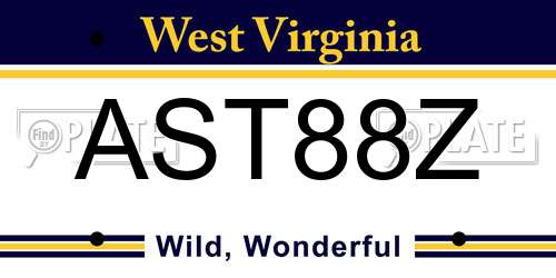 AST88Z West Virginia License Plate