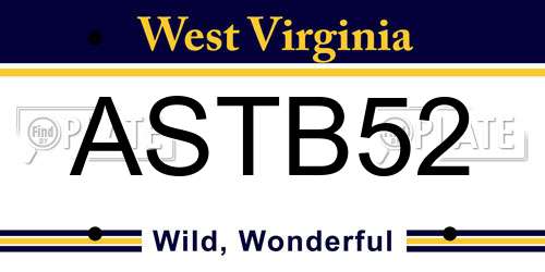 ASTB52 West Virginia License Plate
