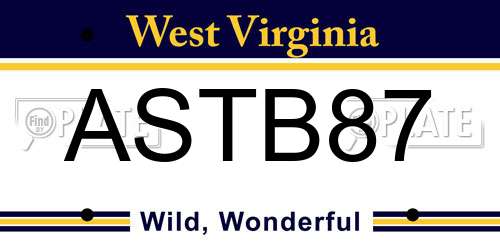 ASTB87 West Virginia License Plate